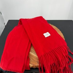 Linen retreat eco gift Red Cashmere Blend Scarf: Winter Shawl fringe trim